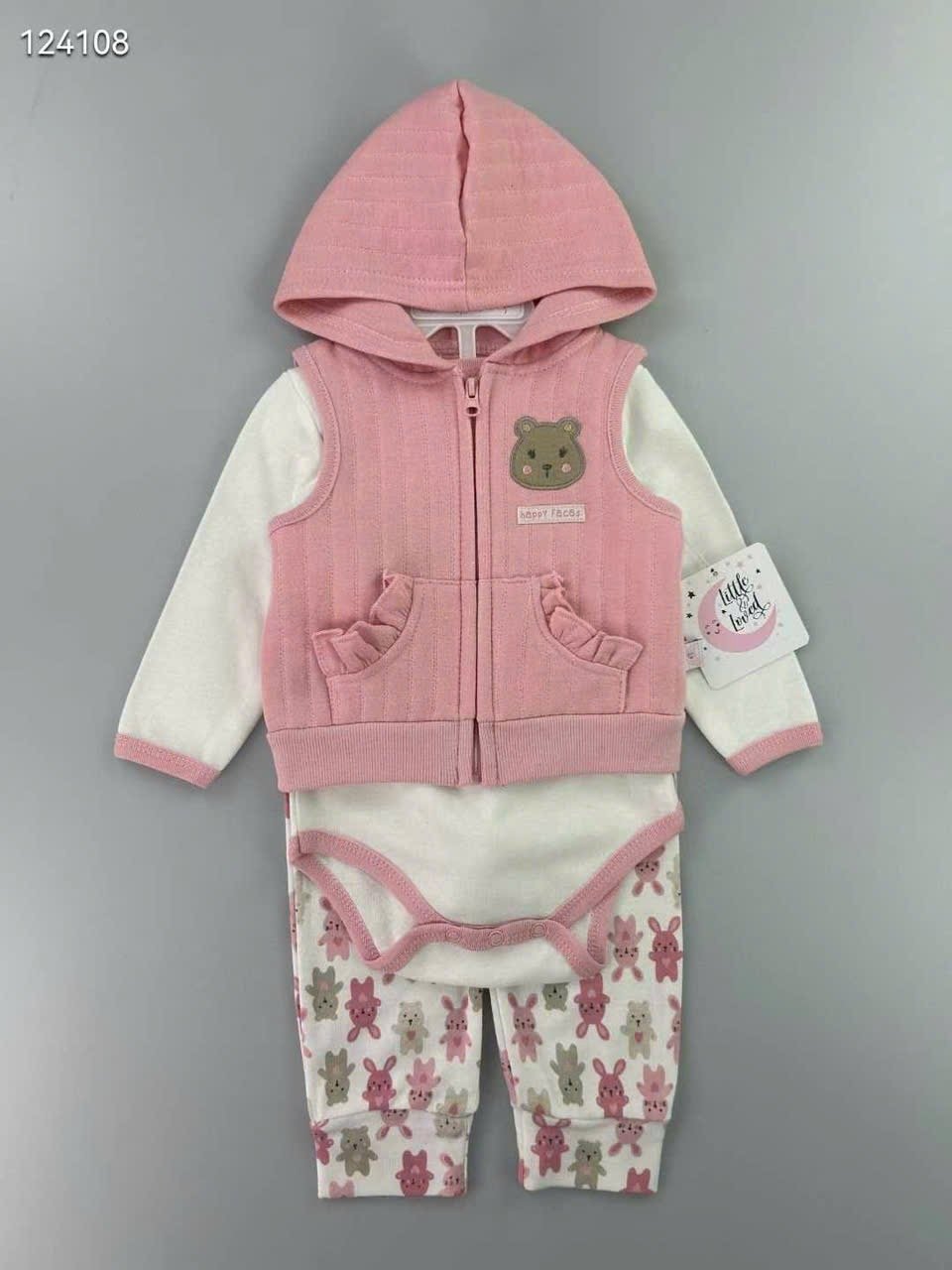 Set 3ct Duck & Duck body+quần+gile chần bông cho bé sơ sinh size 3-9m