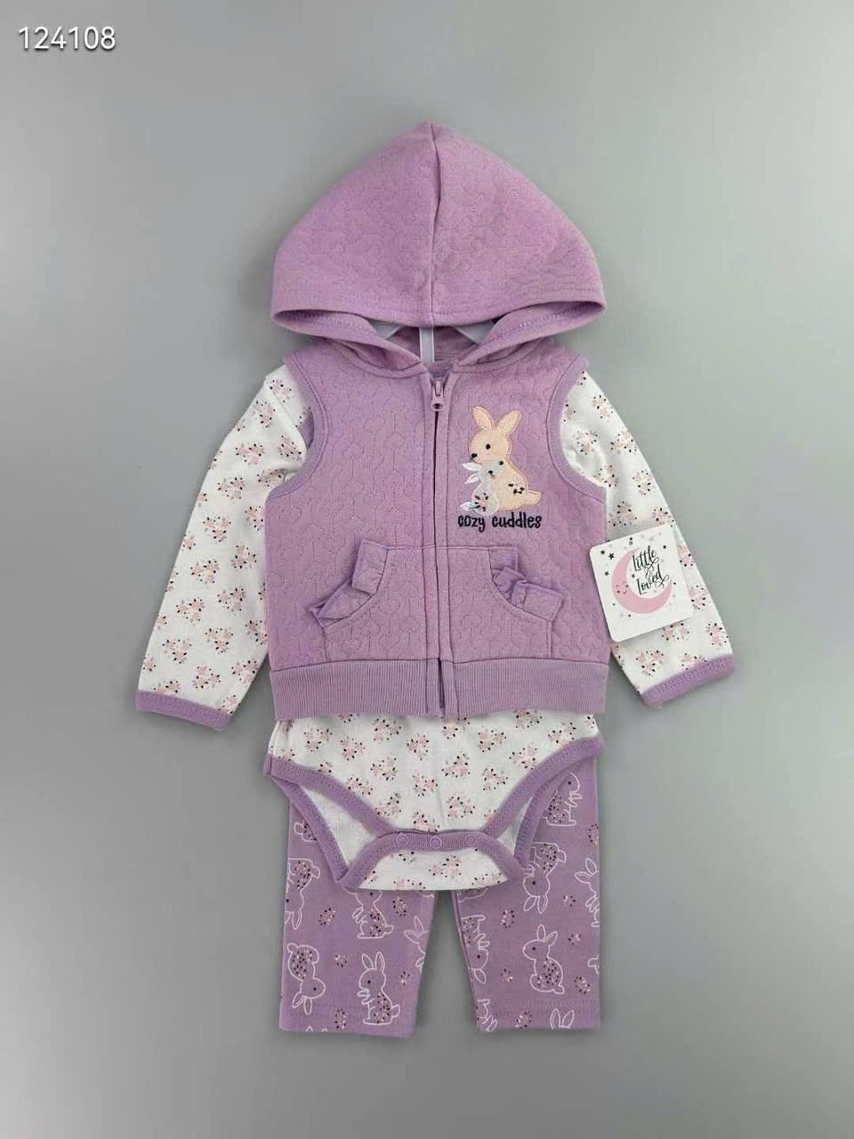 Set 3ct Duck & Duck body+quần+gile chần bông cho bé sơ sinh size 3-9m