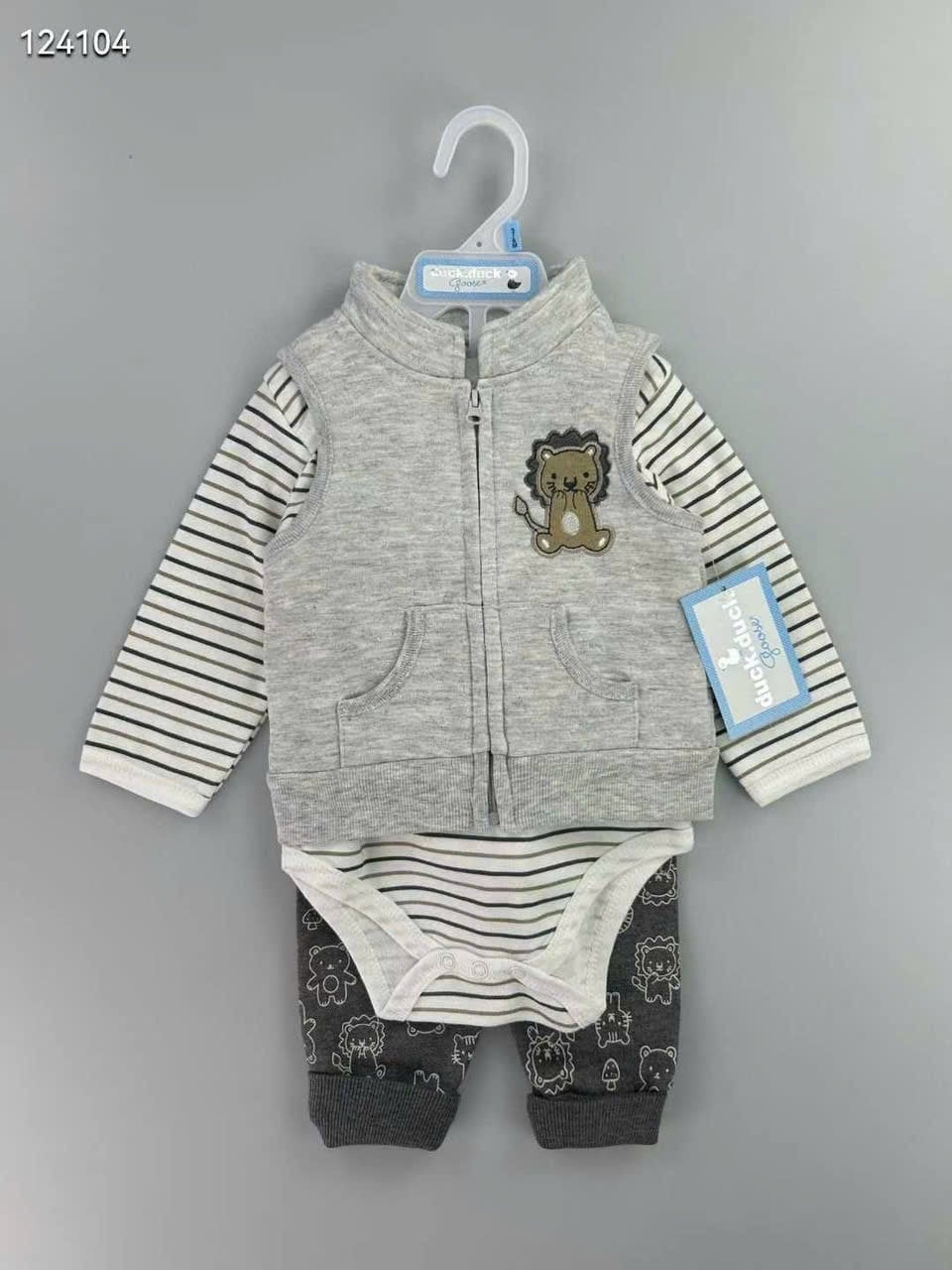 Set 3ct Duck & Duck body+quần+gile chần bông cho bé sơ sinh size 3-9m