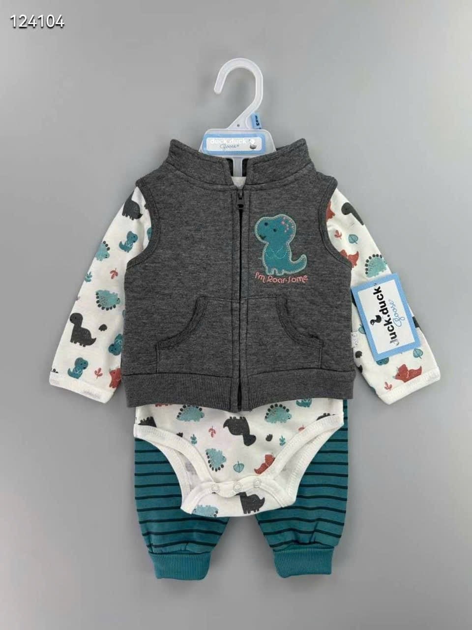 Set 3ct Duck & Duck body+quần+gile chần bông cho bé sơ sinh size 3-9m