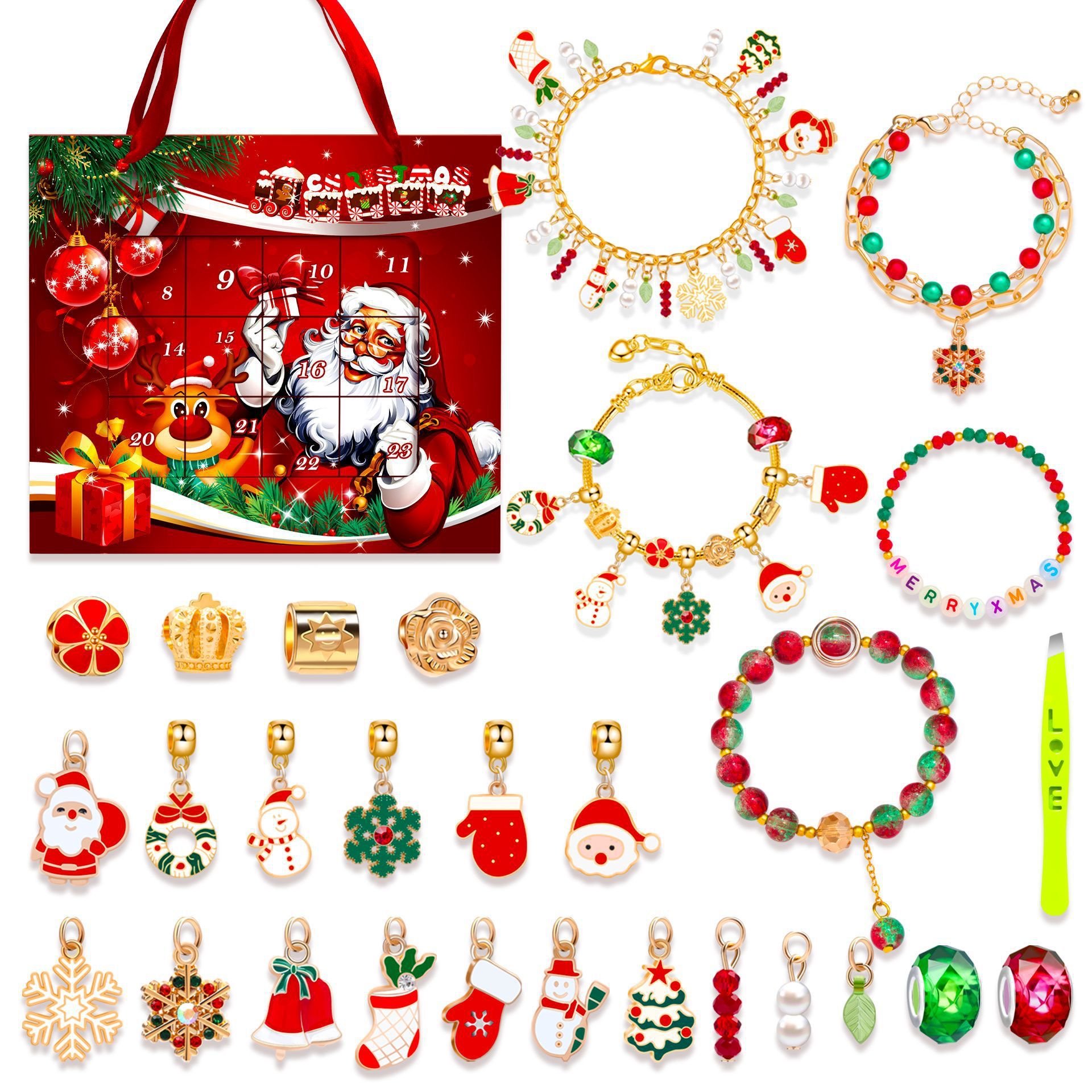 Hộp quà noel ngẫu nhiên - vòng tay kèm charm chủ đề noel cho bé