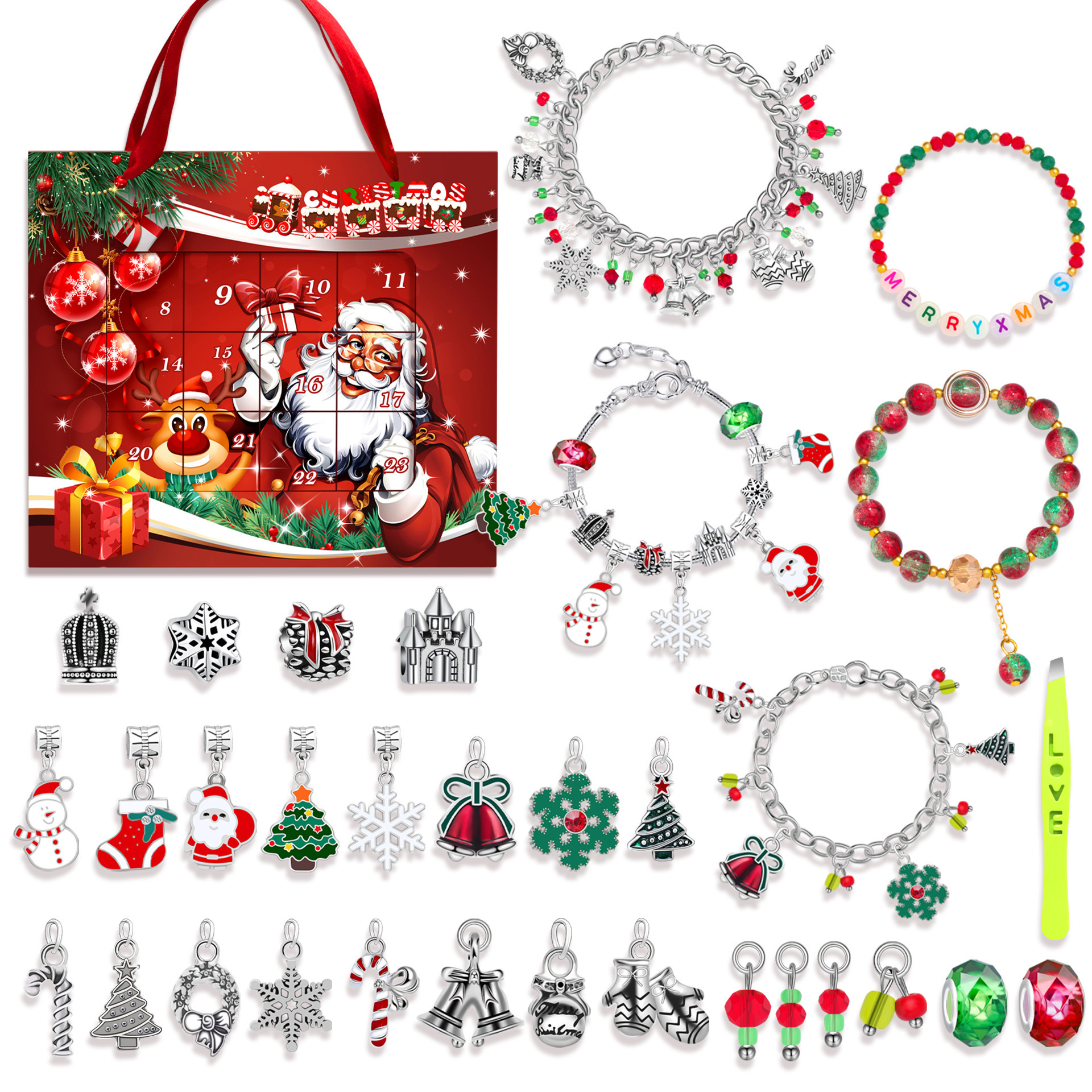 Hộp quà noel ngẫu nhiên - vòng tay kèm charm chủ đề noel cho bé