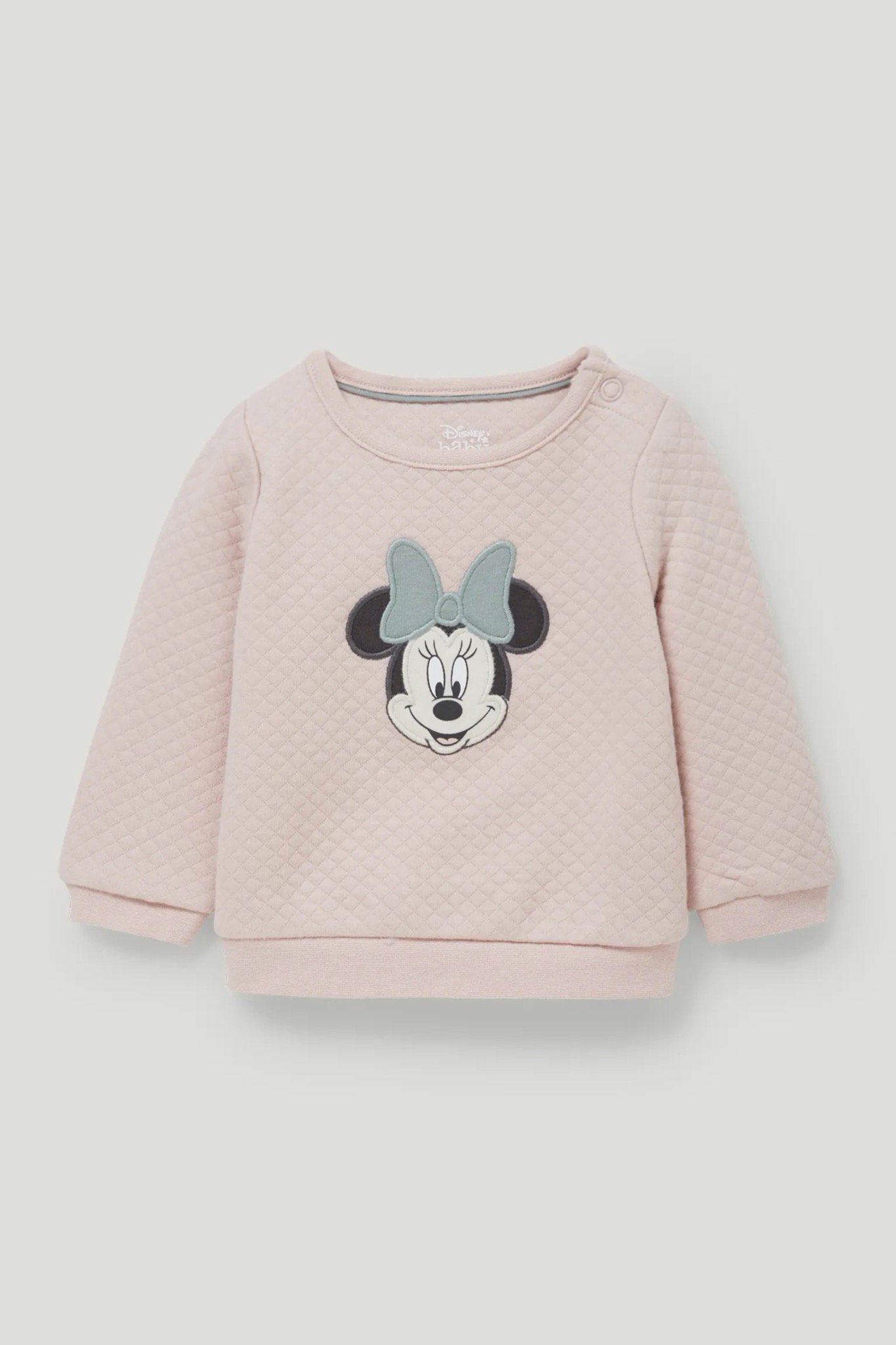 Bộ nỉ chần bông Nhí C&A áo hồng Minnie - quần xanh hoa hồng