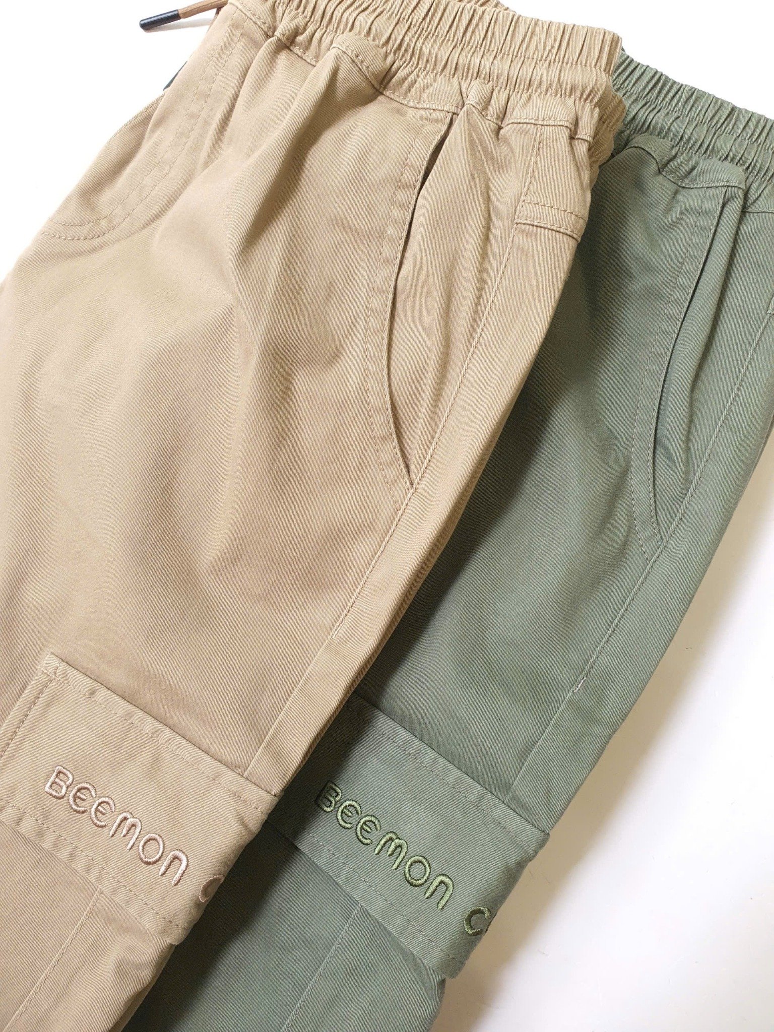 Quần jogger kaki mềm Beemon túi hộp 2 màu be/rêu cho bé size 120-160