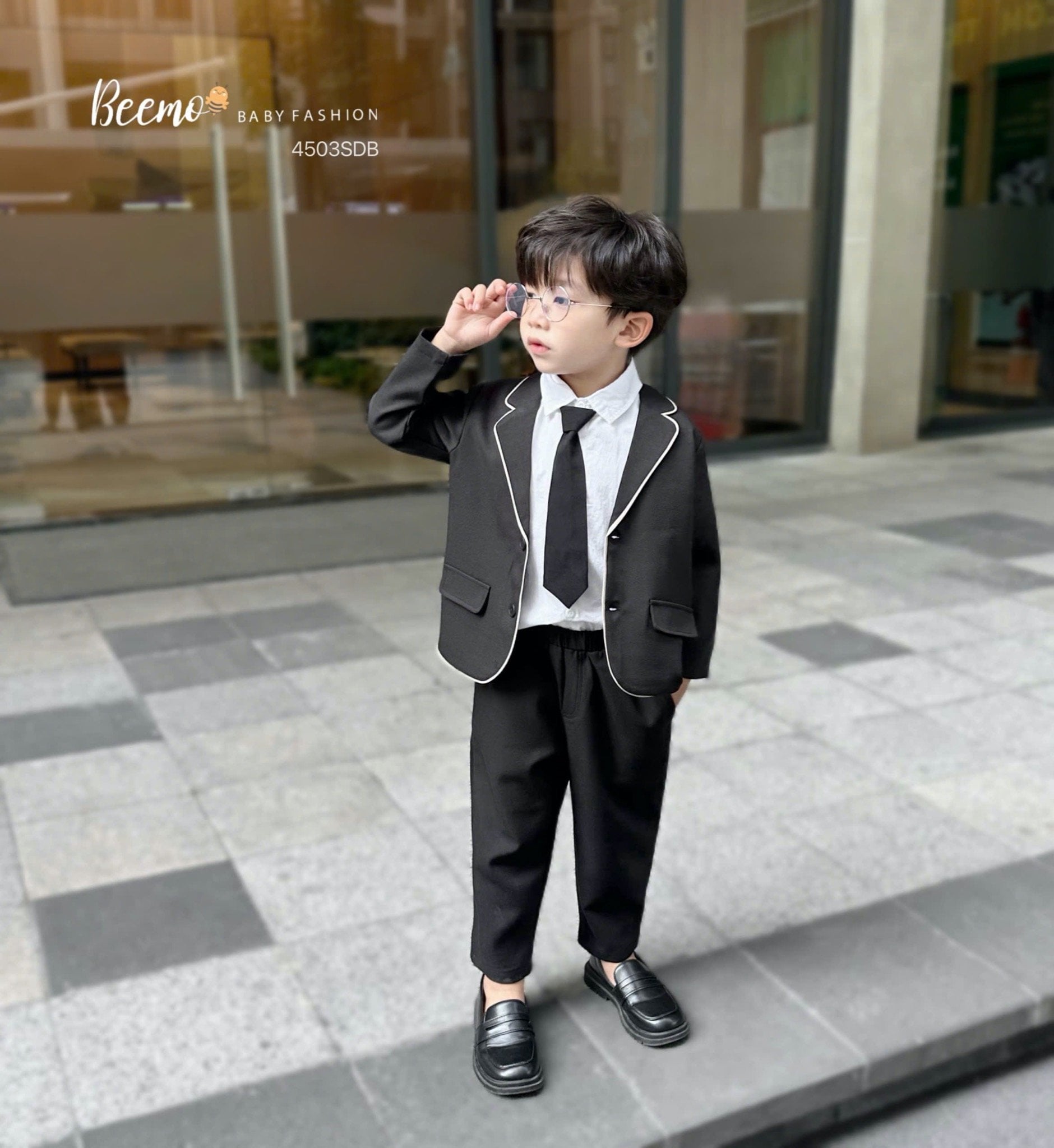 BBT35 - Set vest Beemo 3ct vải chéo Hàn phối viền 2 màu cho bé trai size 80-130