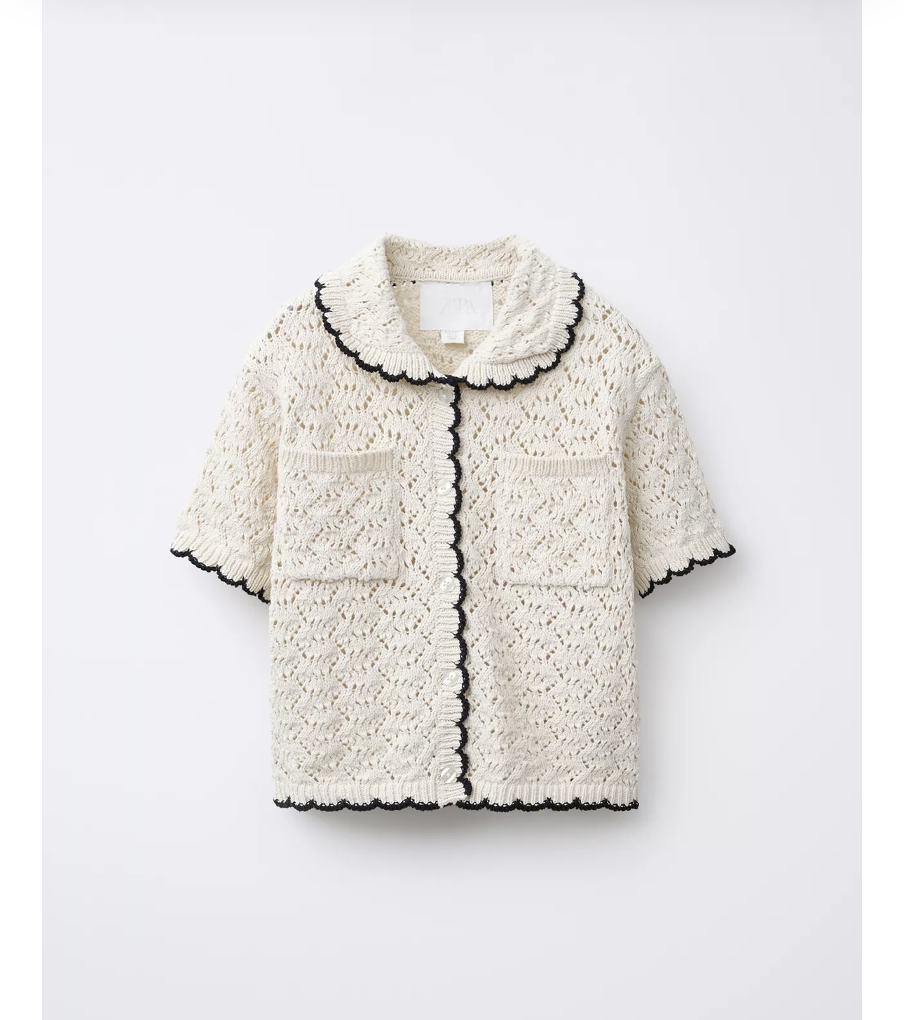 Áo len dệt ZR màu be viền đen size 6 - 14y