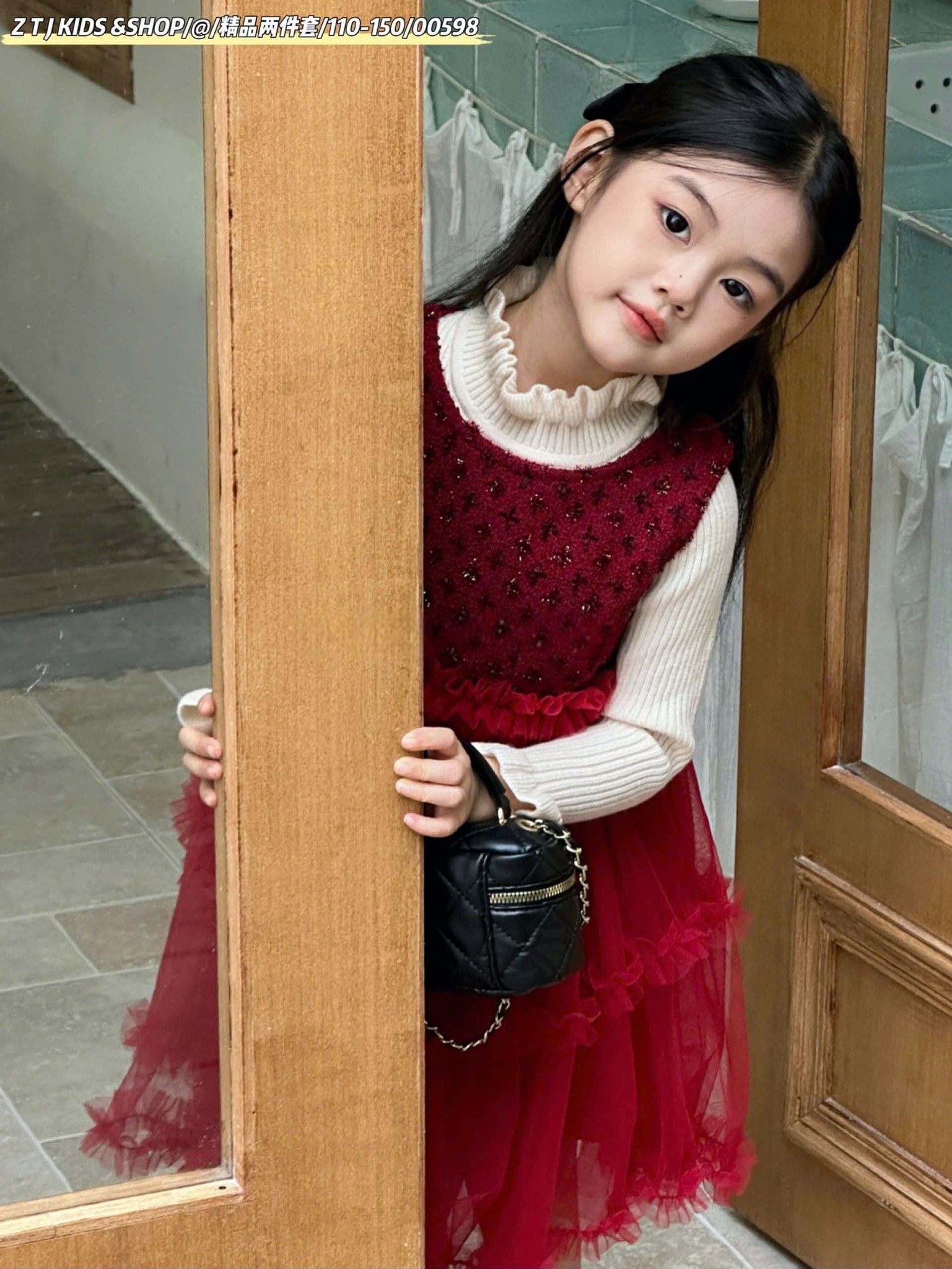 V00096 - Set Váy ren kèm áo len QC nhiều màu bé gái size 100-140