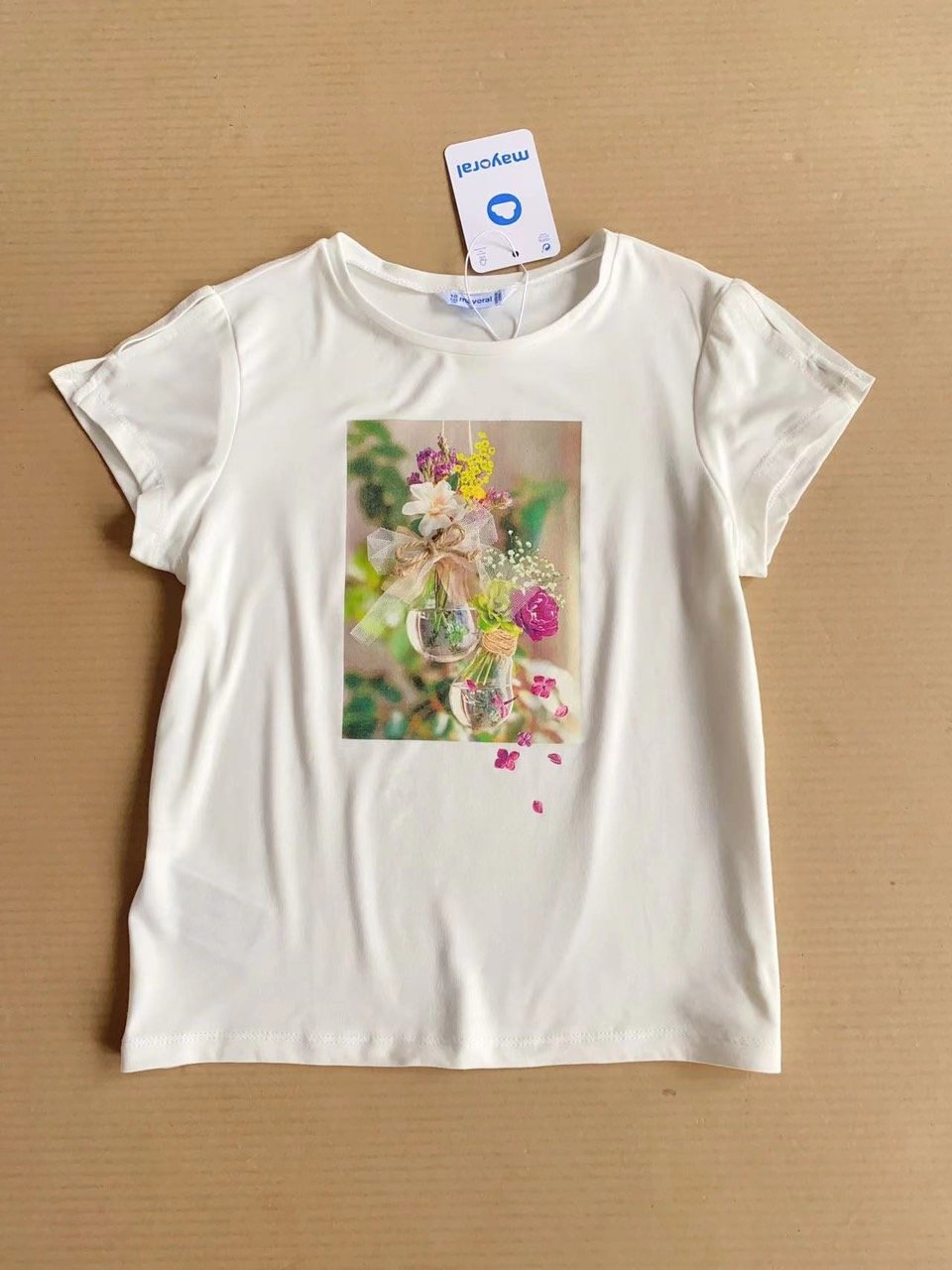 Áo cotton Mayoral màu trắng HT hoa size 8-18y