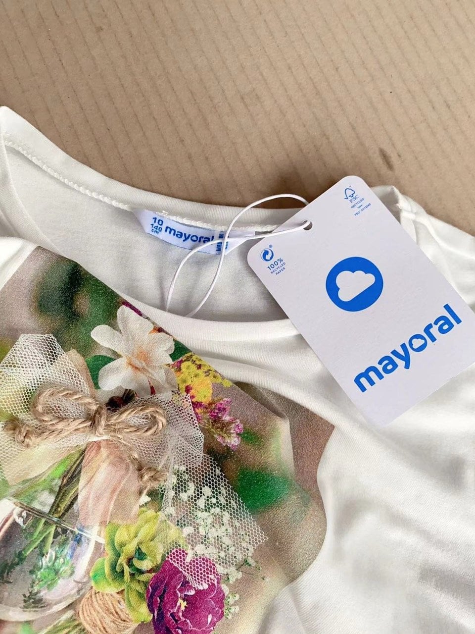 Áo cotton Mayoral màu trắng HT hoa size 8-18y