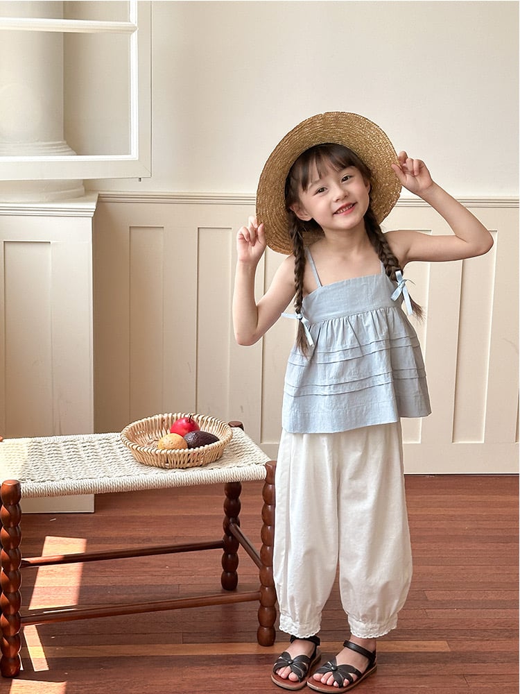 Quần vải thô Ambb bo ren gấu màu trắng bé gái size 90-160