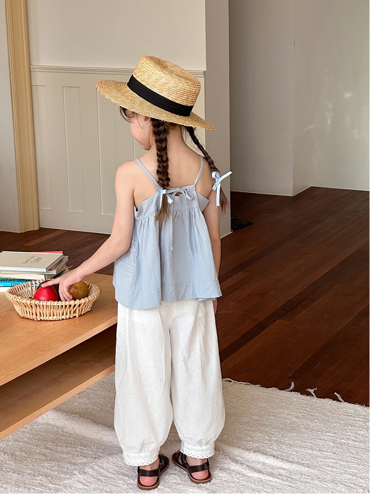 Quần vải thô Ambb bo ren gấu màu trắng bé gái size 90-160