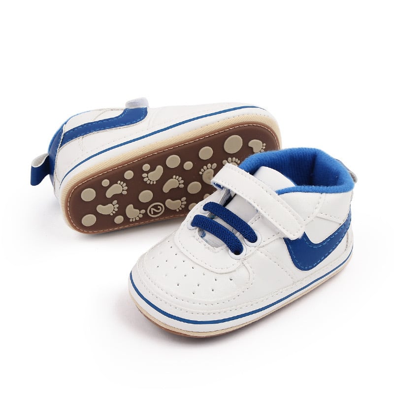 Giày tập đi Baby Fashion đế mềm chống trượt dáng thể thao quai dán màu trắng bé trai