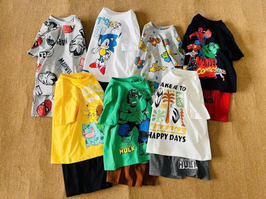 Bộ cotton Hm nhiều mẫu cho bé trai size 2 - 10y ( Bảng màu 2 )