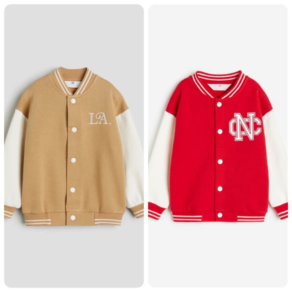 Áo khoác bomber HM nỉ bông mỏng màu nâu LA size 2-12y SHIN Baby Closet