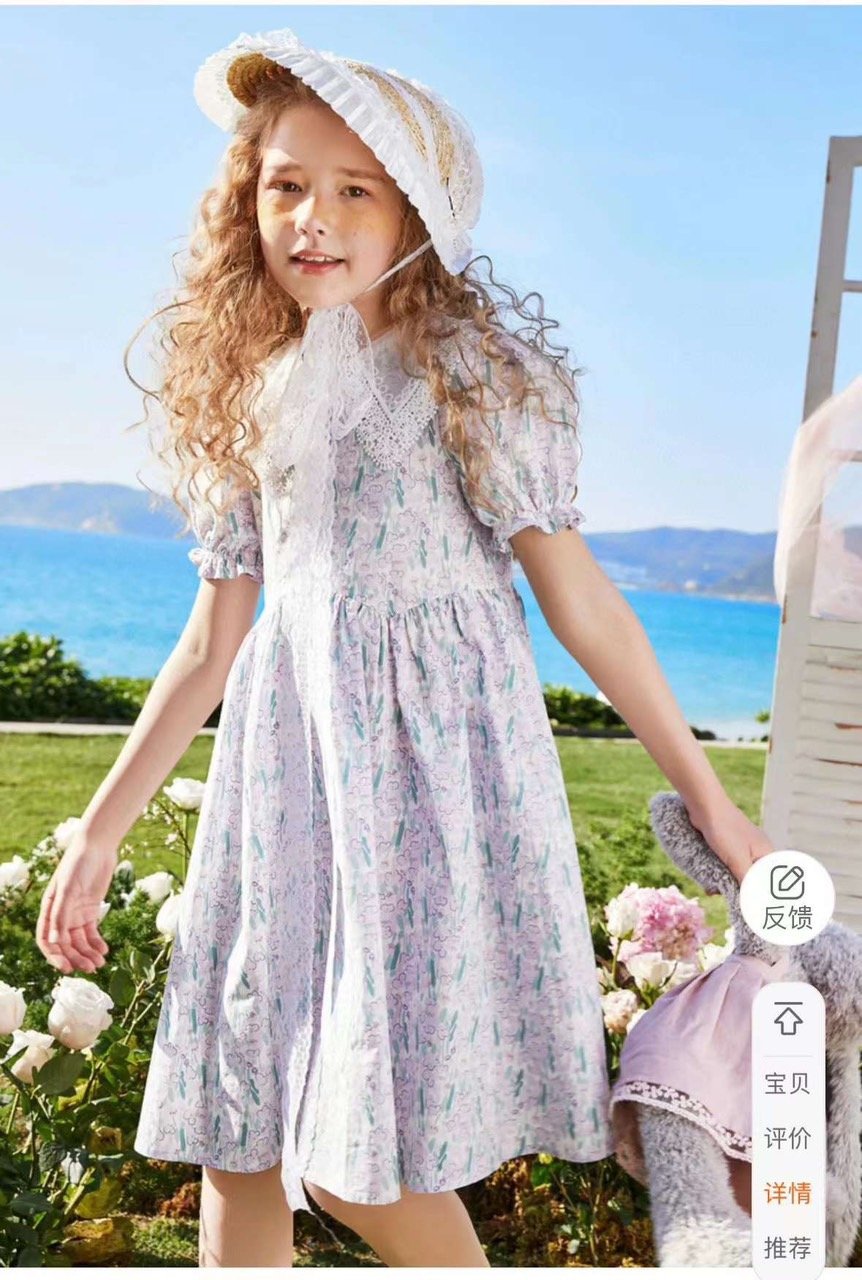 V00029 - Váy thô hoa nhí cổ peterpan đính ren trắng 2 màu size 90-160