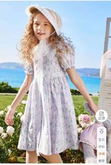 Váy thô hoa nhí Balabala cổ peterpan đính ren trắng 2 màu size 90-160