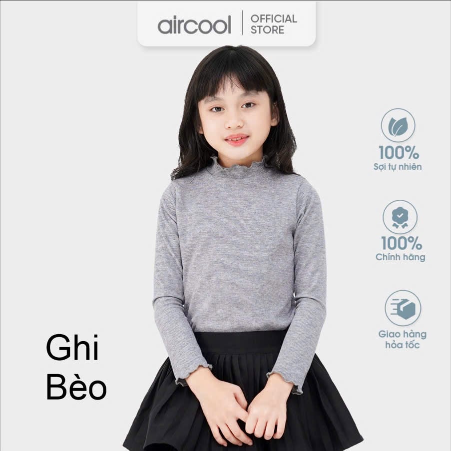 Áo thun tăm giữ nhiệt cổ bèo Aircool nhiều màu Mẹ và Bé gái size 4-15y