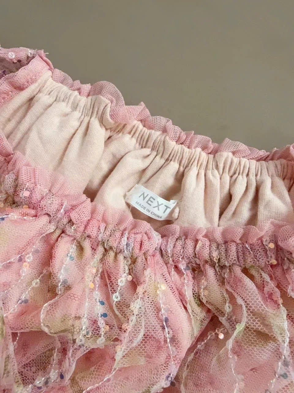 V00055 - Váy hai dây kim sa lót cotton màu cam đào size 3 - 15y