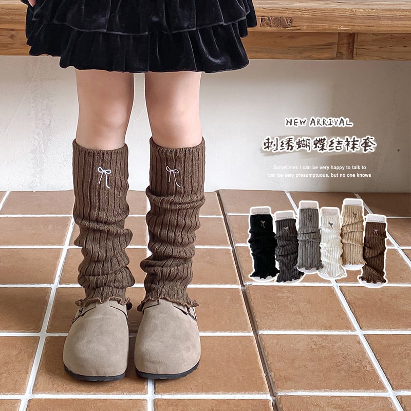 Tất ống len thêu nơ nhiều màu cho bé gái size 40cm