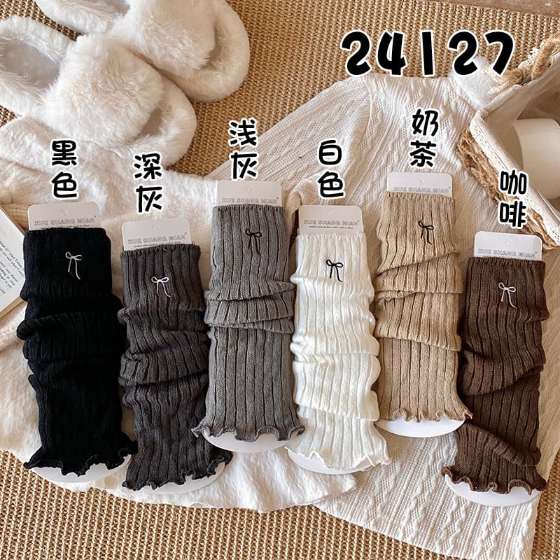 Tất ống len thêu nơ nhiều màu cho bé gái size 40cm