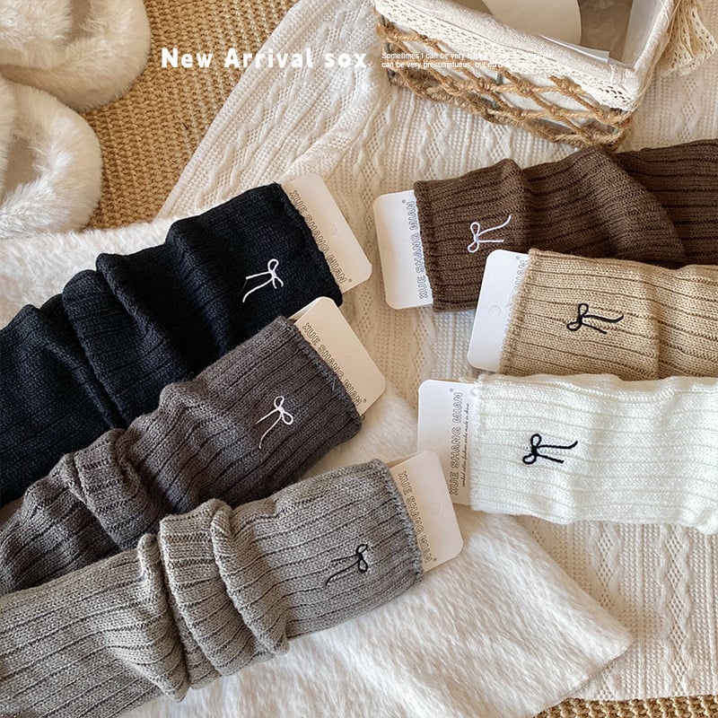 Tất ống len thêu nơ nhiều màu cho bé gái size 40cm