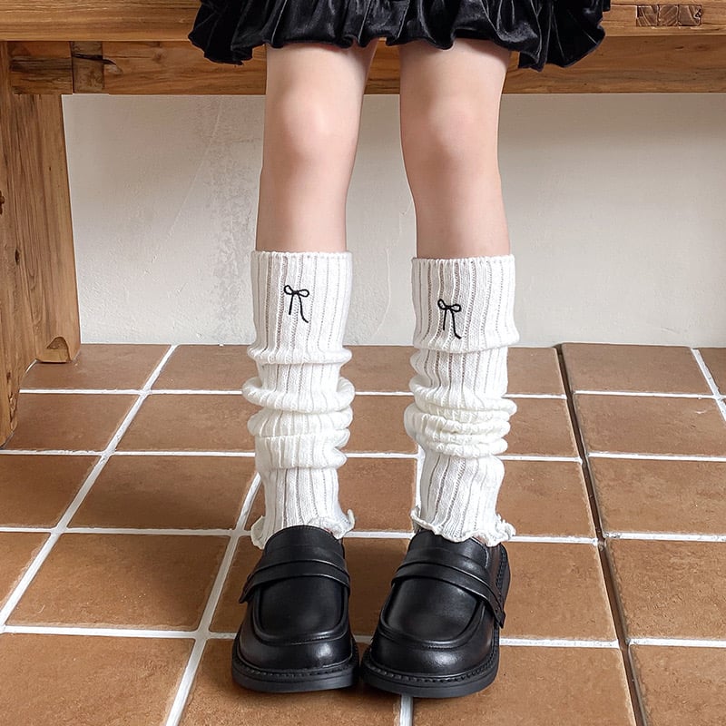 Tất ống len thêu nơ nhiều màu cho bé gái size 40cm