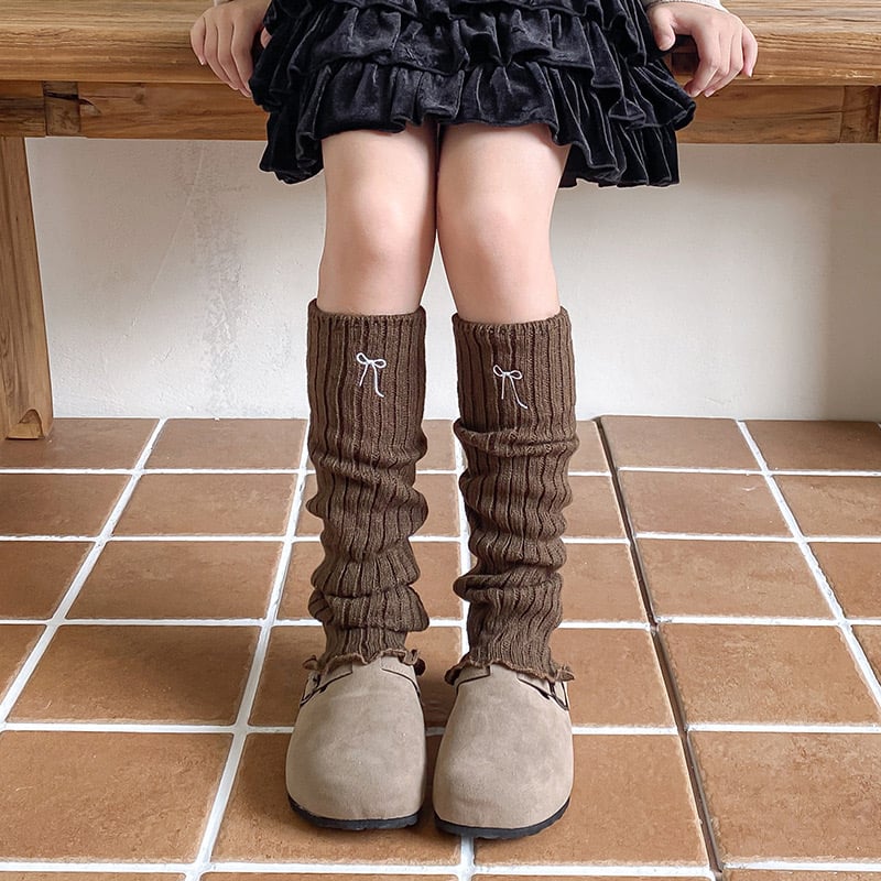 Tất ống len thêu nơ nhiều màu cho bé gái size 40cm