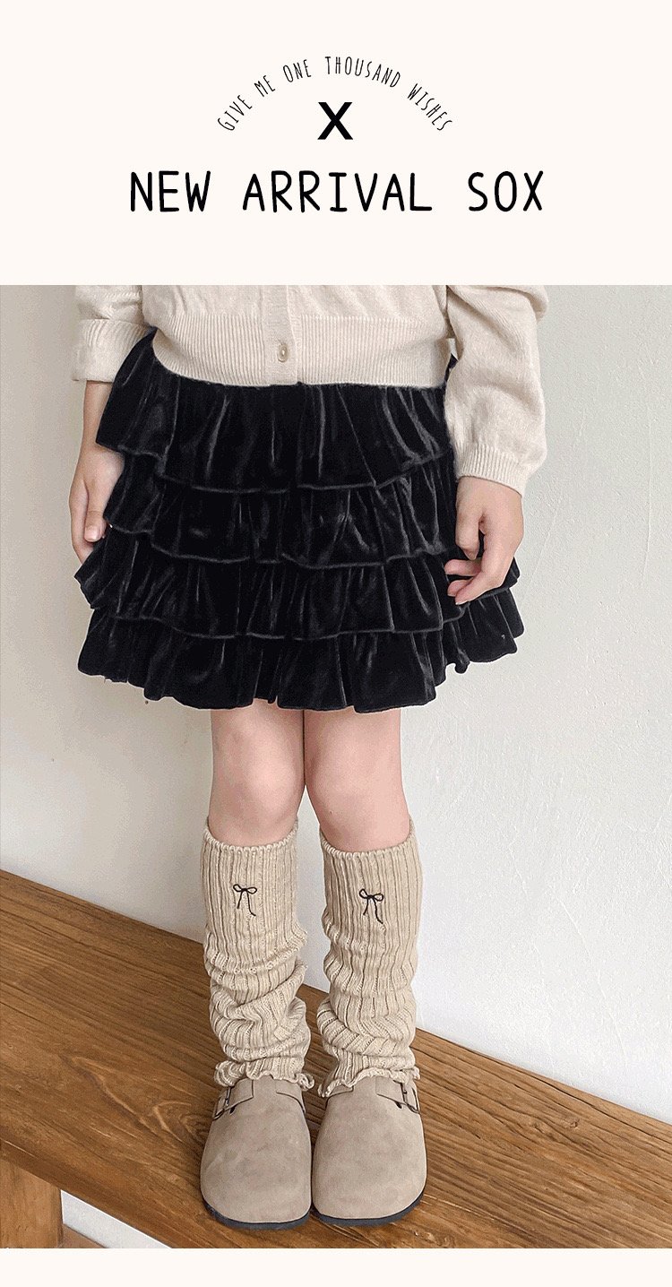 Tất ống len thêu nơ nhiều màu cho bé gái size 40cm