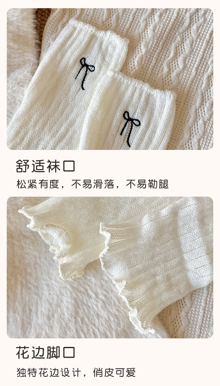 Tất ống len thêu nơ nhiều màu cho bé gái size 40cm