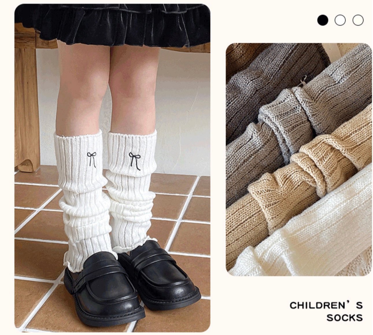 Tất ống len thêu nơ nhiều màu cho bé gái size 40cm