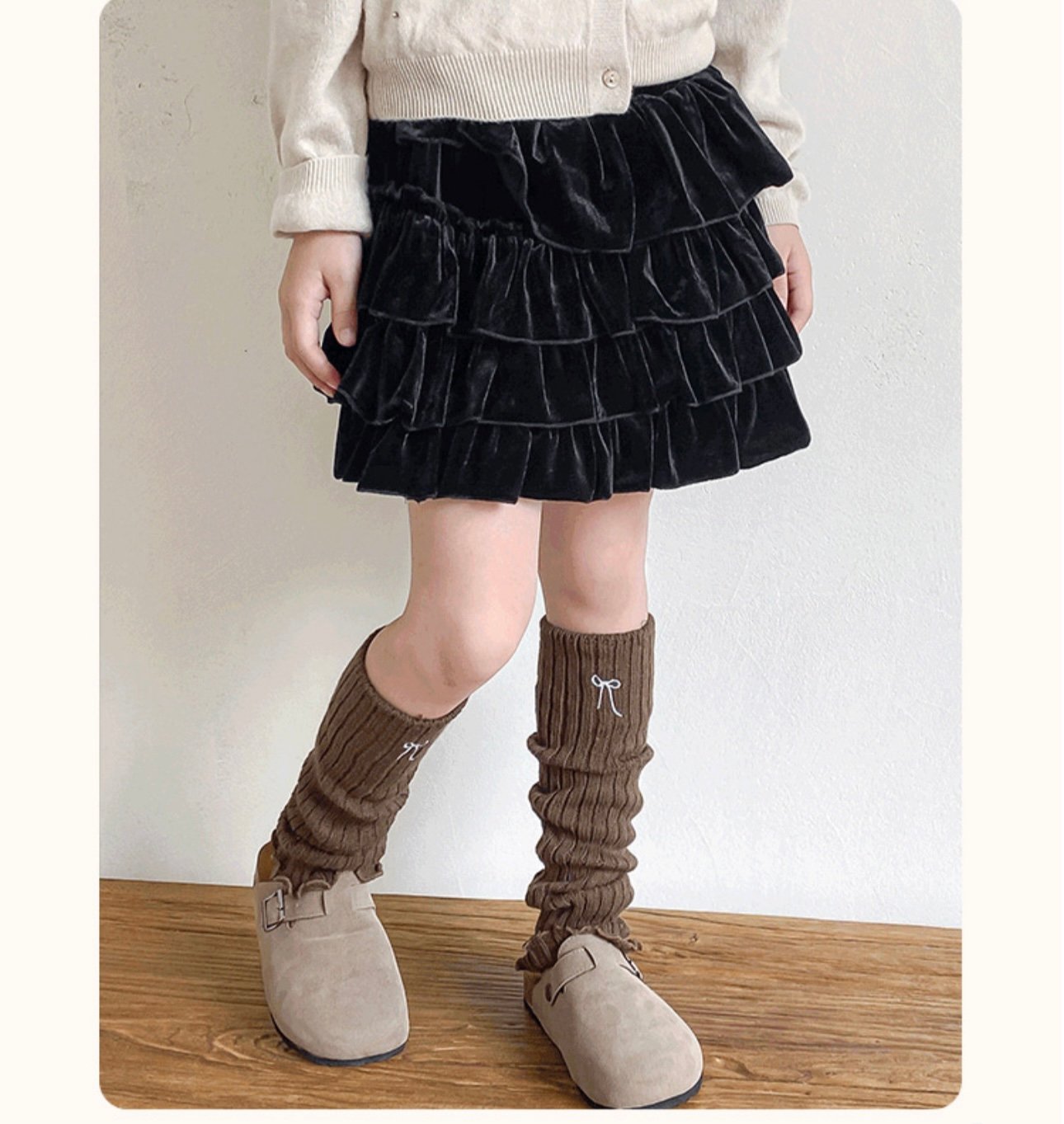 Tất ống len thêu nơ nhiều màu cho bé gái size 40cm