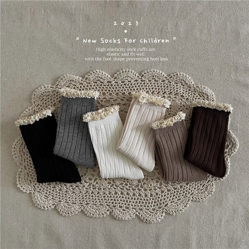 Tất cổ ren trắng nhiều màu cho bé gái size 3-12y