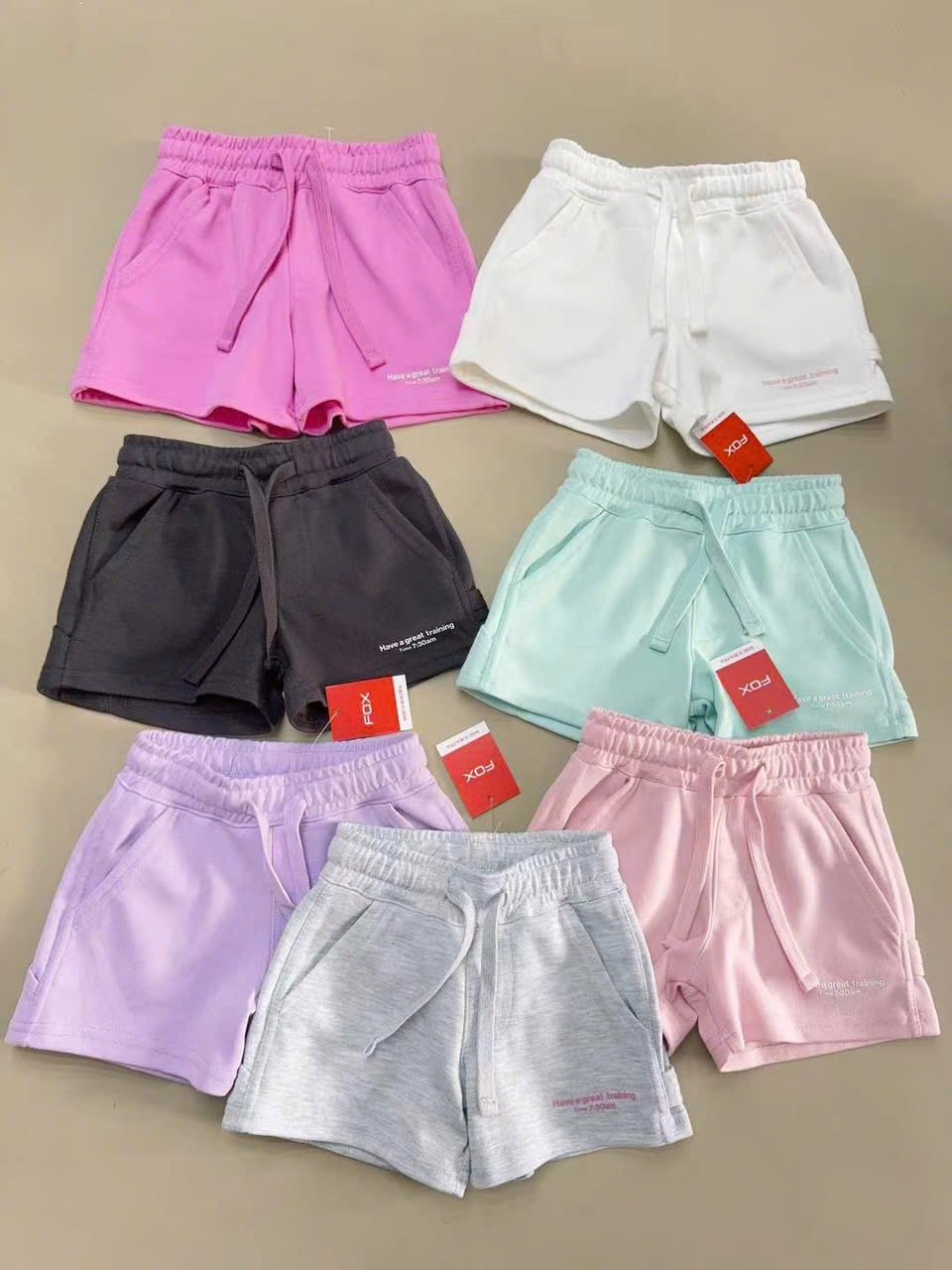 Quần short thun mềm FOX dư xịn nhiều màu bé gái size 5-18y