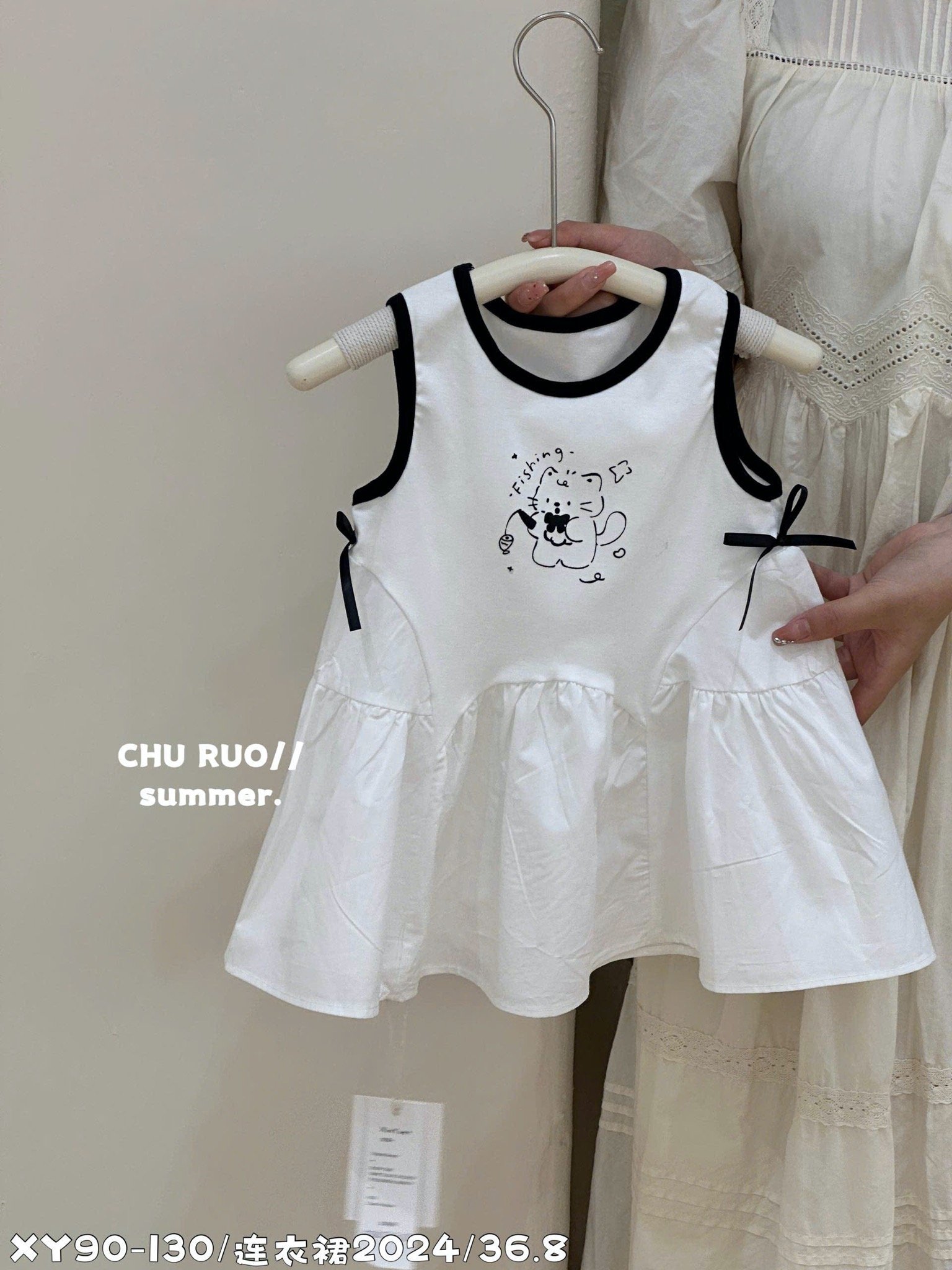 V00016 - Váy Xinyue cotton phối chân kaki in hình mèo 3 màu bé gái size 90-130