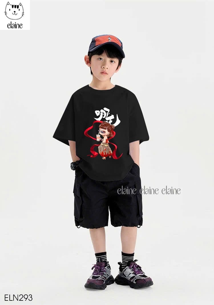 Bộ Elaine Natra áo cotton màu đen + quần kaki túi hộp nhiều màu cho bé trai size 2-12y