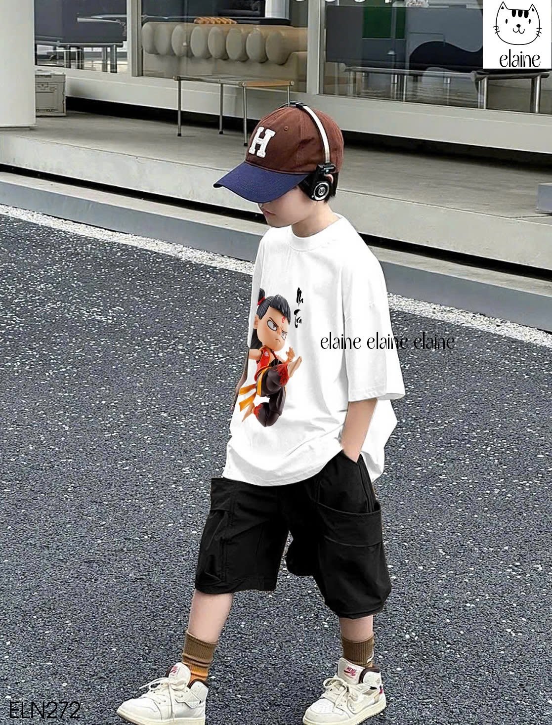 Bộ Elaine Natra áo cotton màu trắng + quần kaki túi hộp nhiều màu cho bé trai size 2-12y