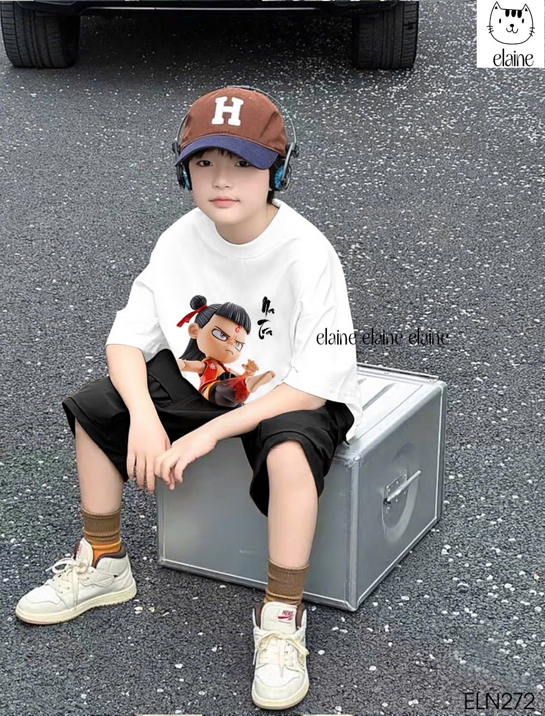 Bộ Elaine Natra áo cotton màu trắng + quần kaki túi hộp nhiều màu cho bé trai size 2-12y