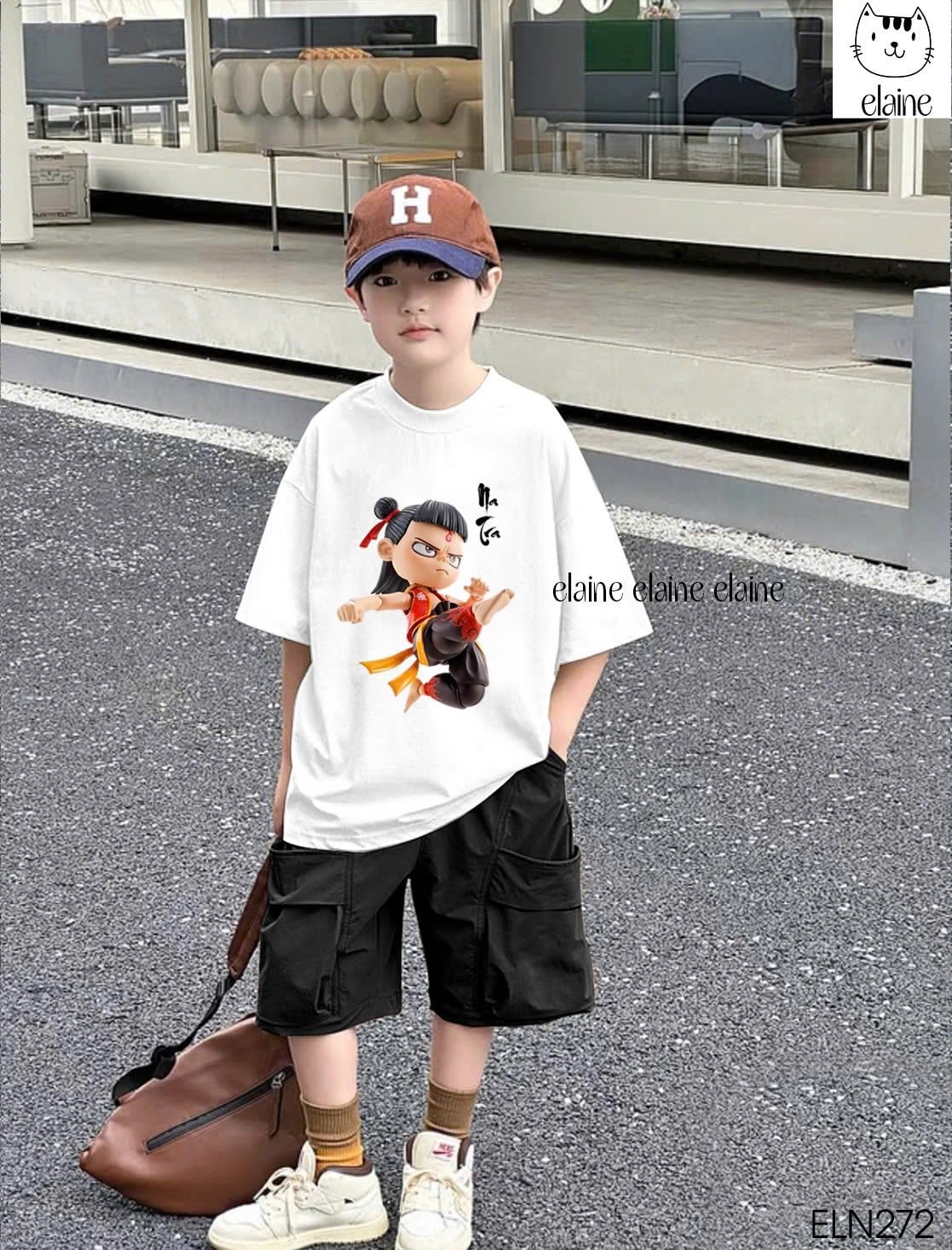 Bộ Elaine Natra áo cotton màu trắng + quần kaki túi hộp nhiều màu cho bé trai size 2-12y