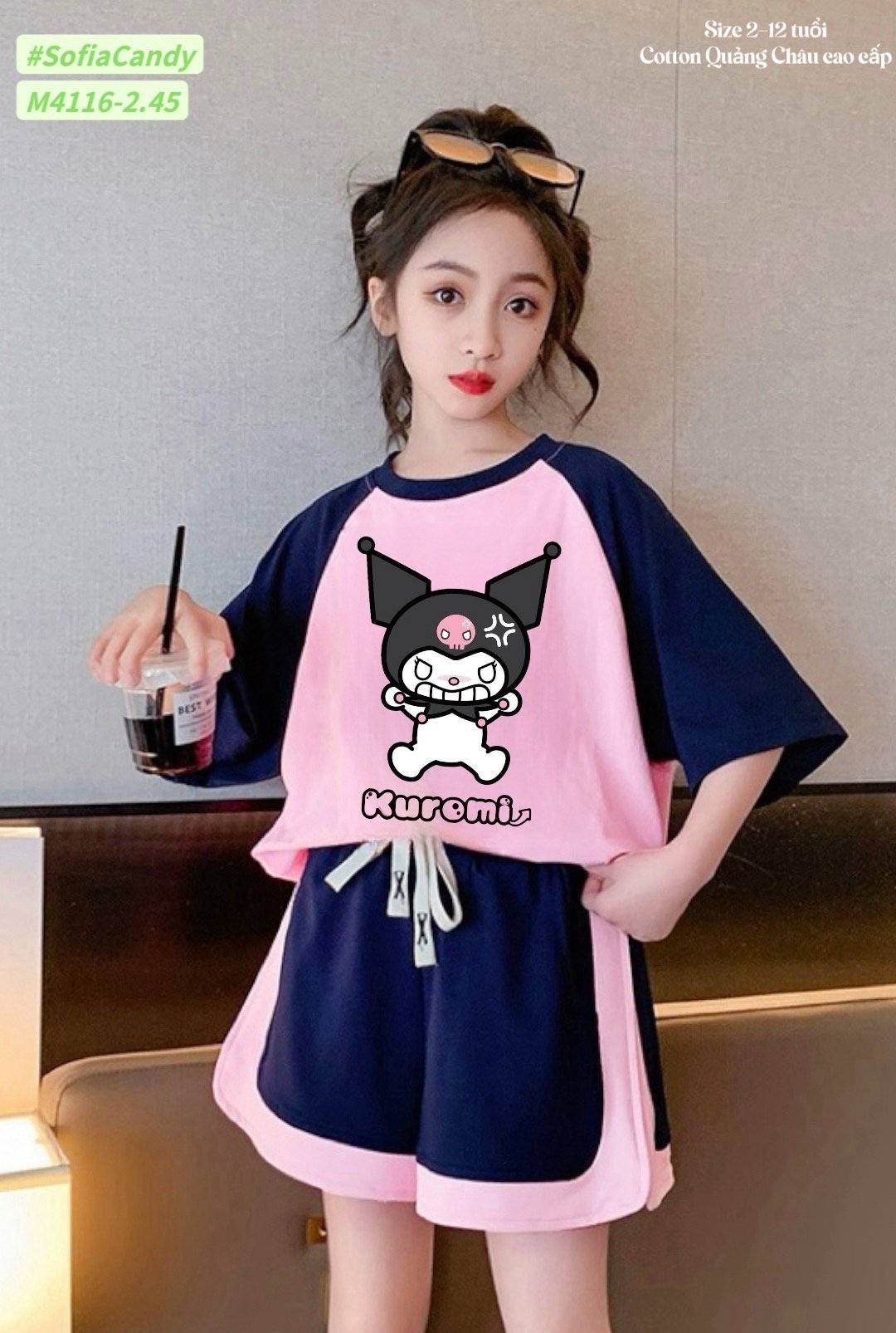 M4116.45 - Set bộ Mia Kids cotton Kuromi 2 màu BG size 2-12y