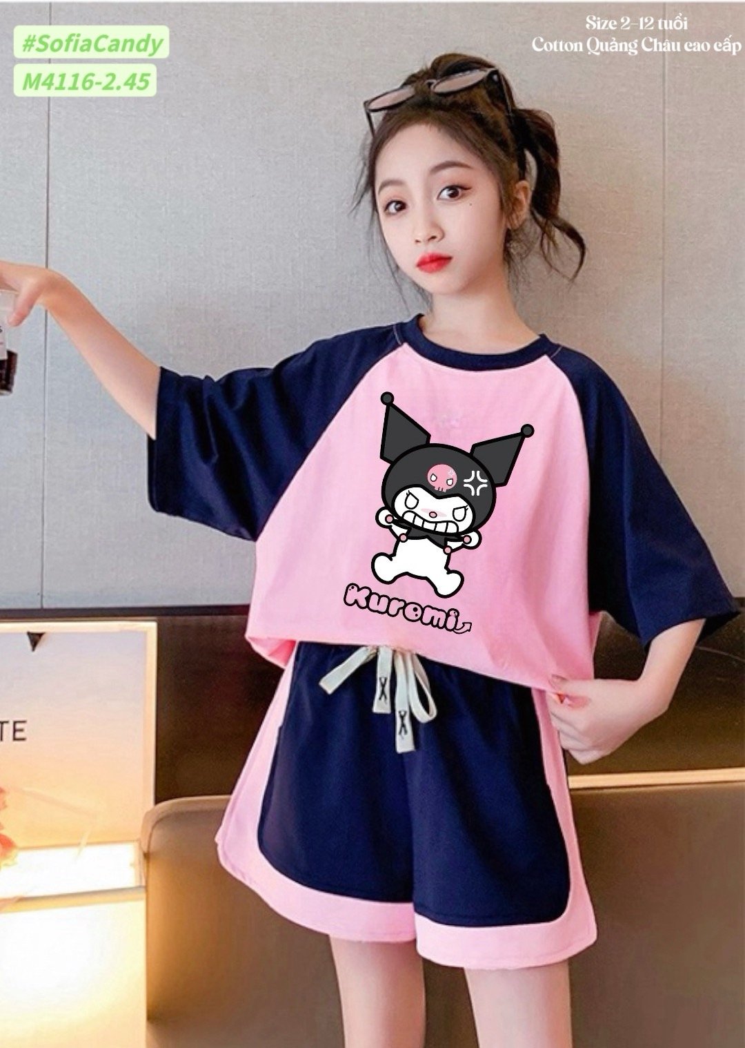 M4116.45 - Set bộ Mia Kids cotton Kuromi 2 màu BG size 2-12y