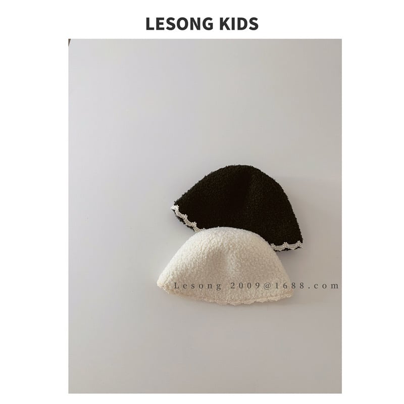 Mũ len vành tròn viền ren trơn nhiều màu cho bé gái size 4-8y