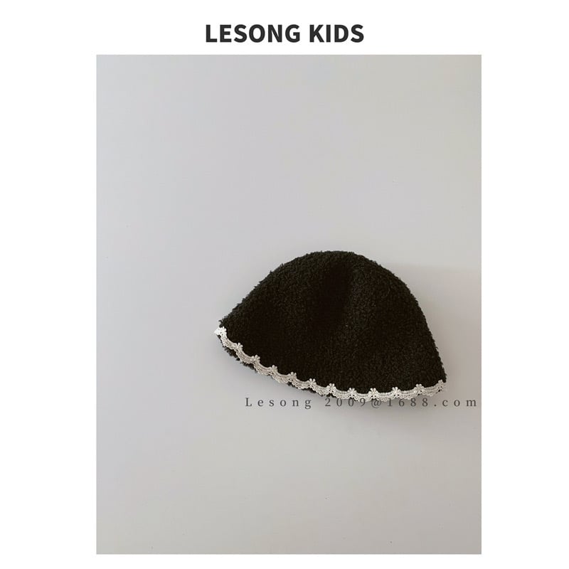 Mũ len vành tròn viền ren trơn nhiều màu cho bé gái size 4-8y
