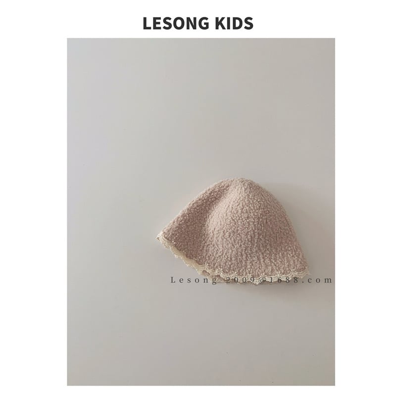 Mũ len vành tròn viền ren trơn nhiều màu cho bé gái size 4-8y