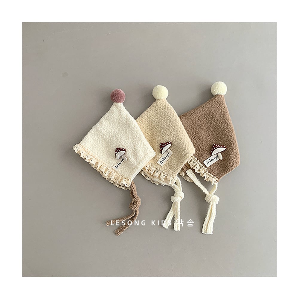 Mũ len chóp cục bông hình nấm nhiều màu cho bé size 1-5y