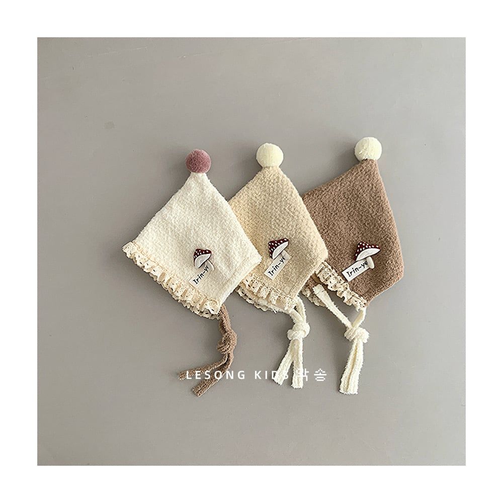 Mũ len chóp cục bông hình nấm nhiều màu cho bé size 1-5y