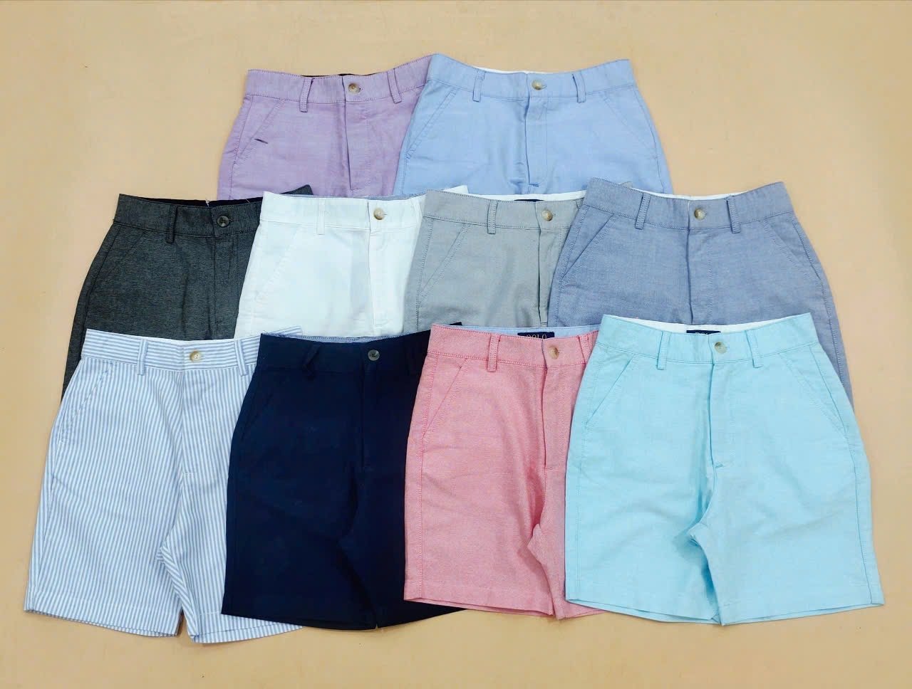 Quần Short Polo R.Lauren dư xịn vải Oxford thêu ngựa nhiều màu bé trai size 4-18y