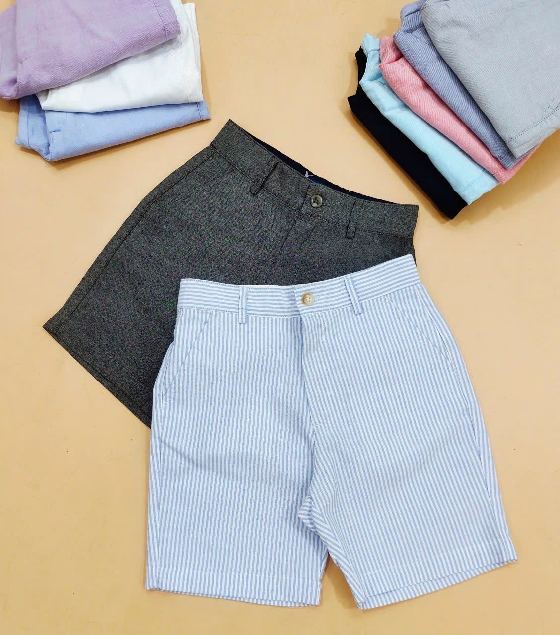 Quần Short Polo R.Lauren dư xịn vải Oxford thêu ngựa nhiều màu bé trai size 4-18y