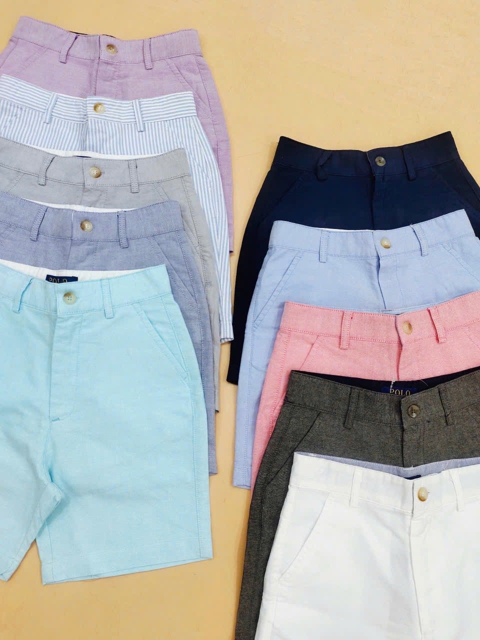 Quần Short Polo R.Lauren dư xịn vải Oxford thêu ngựa nhiều màu bé trai size 4-18y