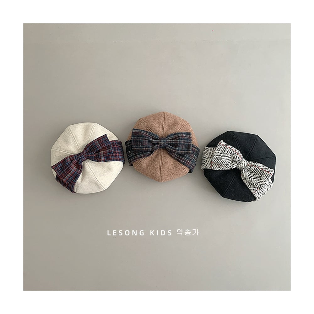 Mũ dạ nồi đính nơ to nhiều màu cho bé gái size 4-8y