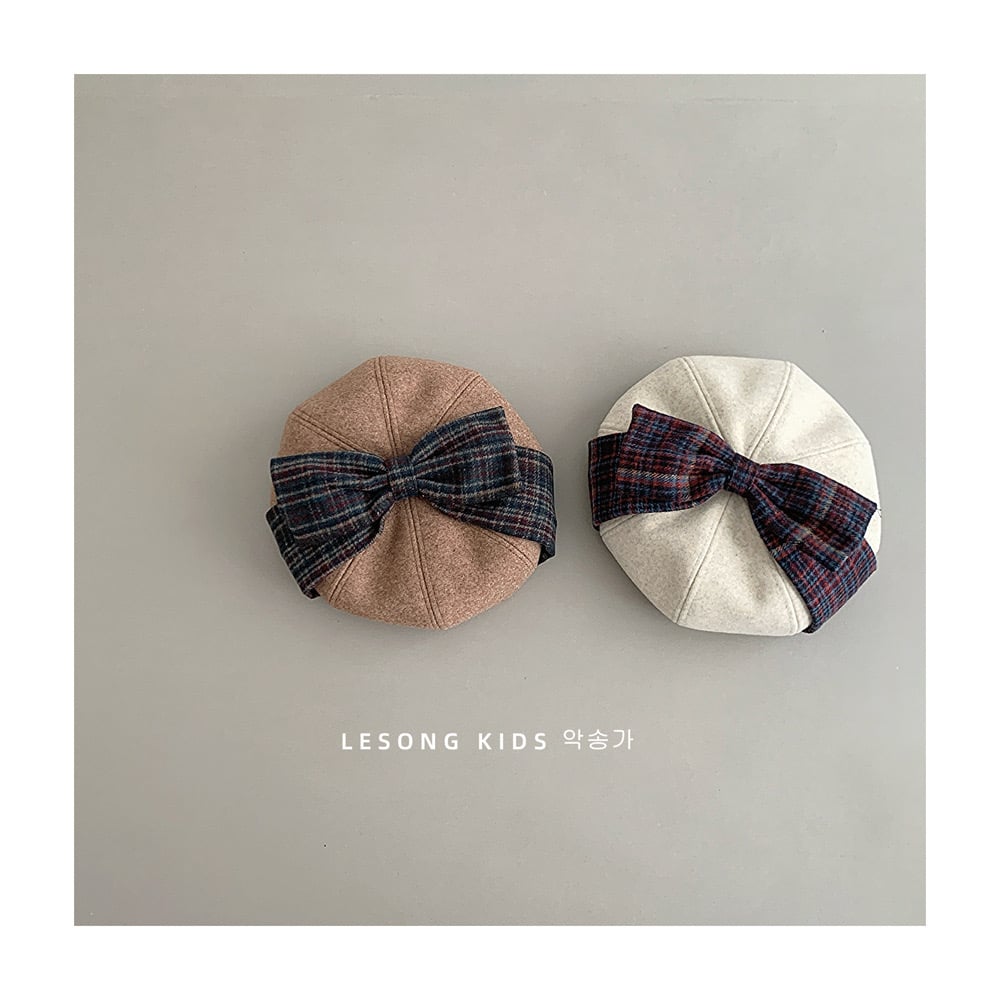 Mũ dạ nồi đính nơ to nhiều màu cho bé gái size 4-8y